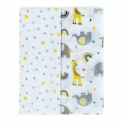 Kit Toalha Fralda Bublim Luxo Festonê Girafa - 2 Peças Kit Toalha Fralda Bublim Luxo Festonê Girafa - 2 Peças